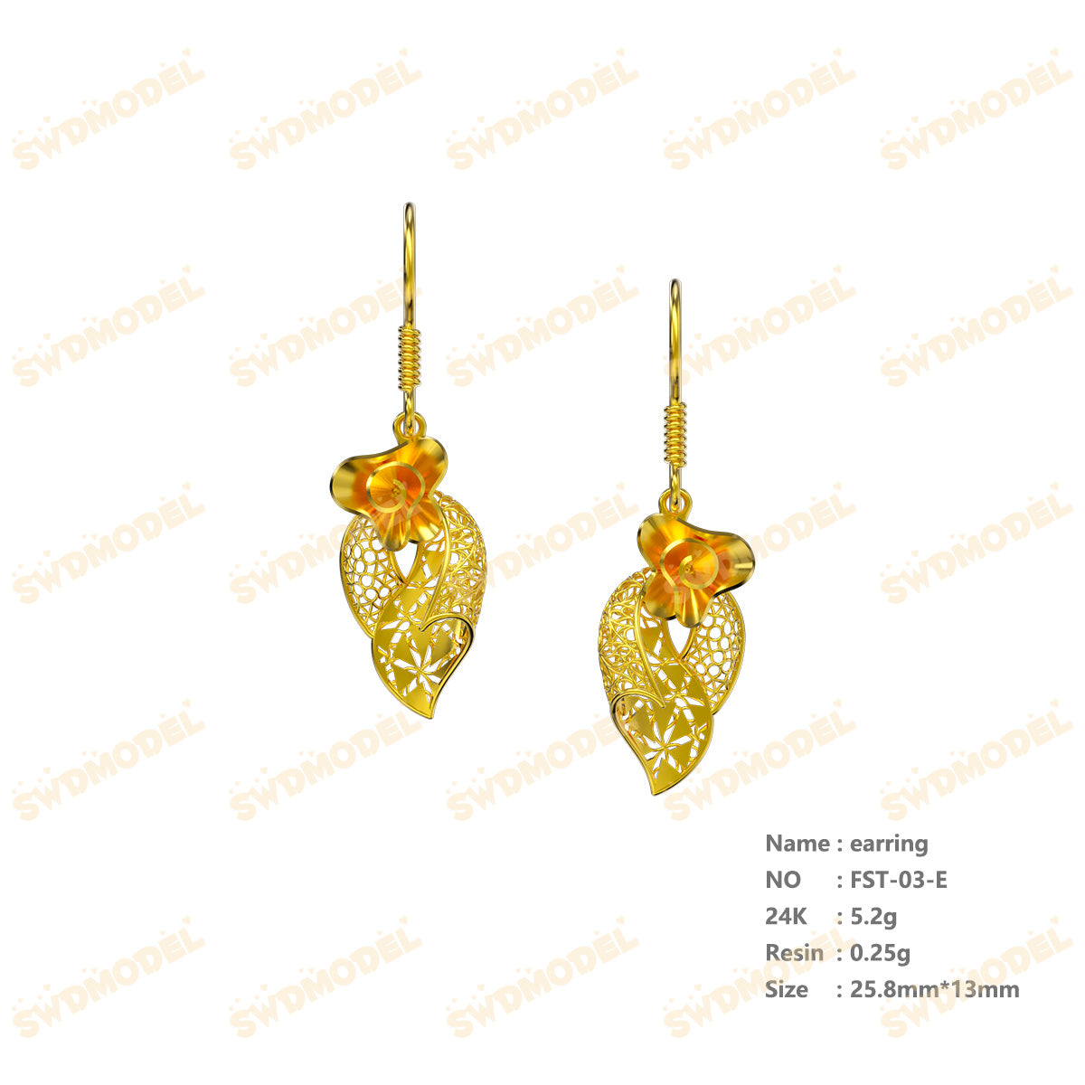 Jewelry set  Filigree Set   White Wax Casting Resin 3D Printing Service  FST-03