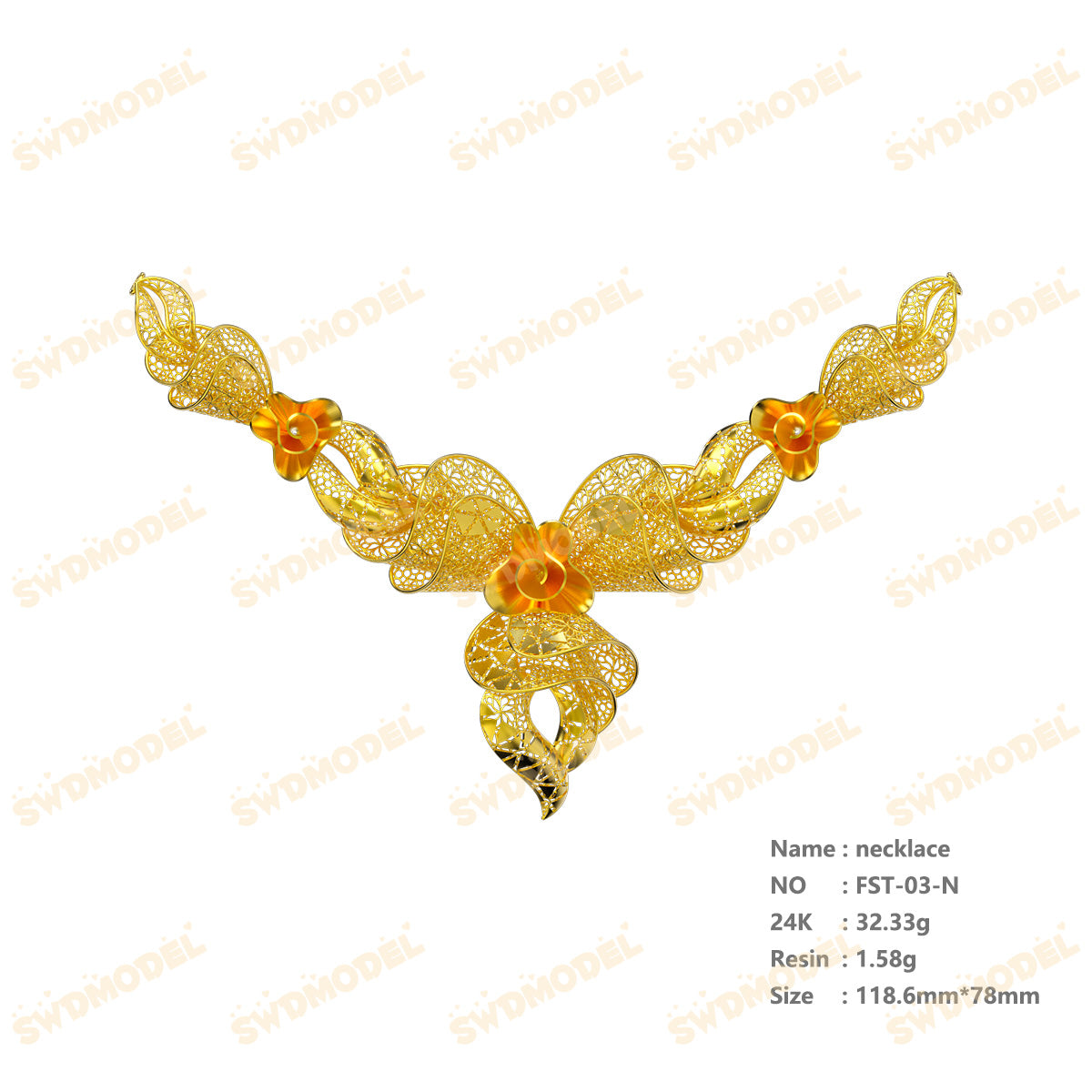 Jewelry set  Filigree Set   White Wax Casting Resin 3D Printing Service  FST-03