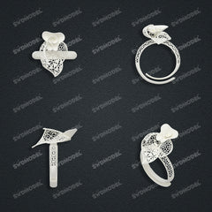 Jewelry set Filigree Ring White Wax Casting Resin 3D Printing Service  FST-03-R