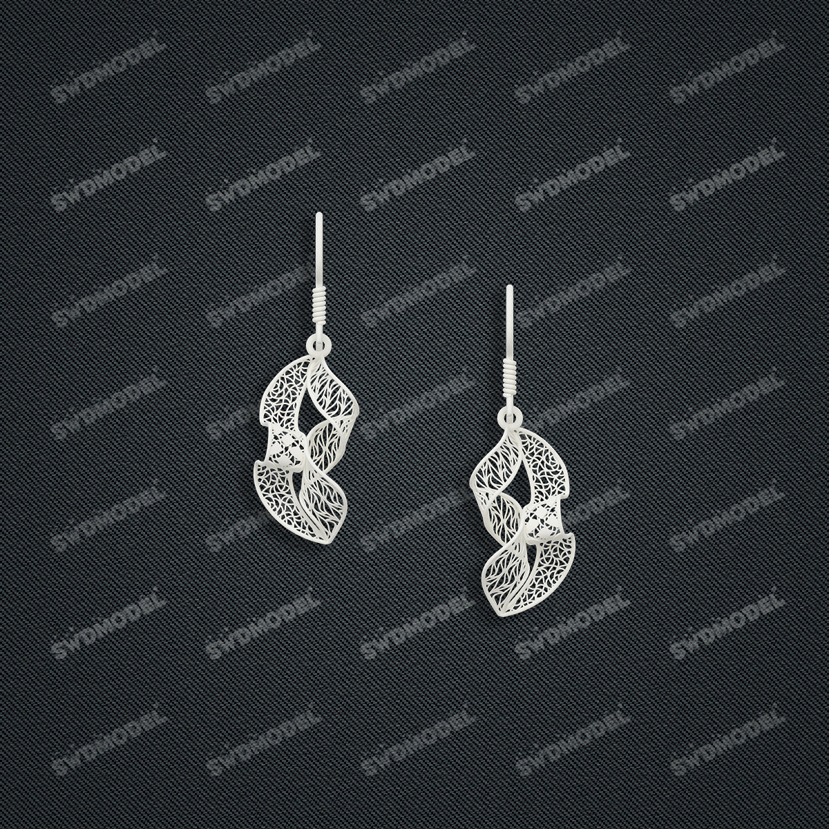 Jewelry set Filigree Earrings White Wax Casting Resin 3D Printing Service  FST-04-E