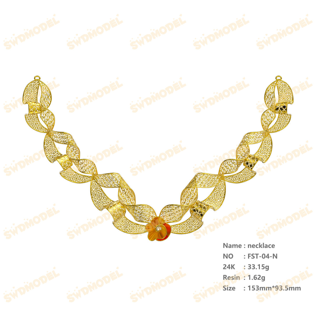 Jewelry set Filigree Necklace White Wax Casting Resin 3D Printing Service  FST-04-N