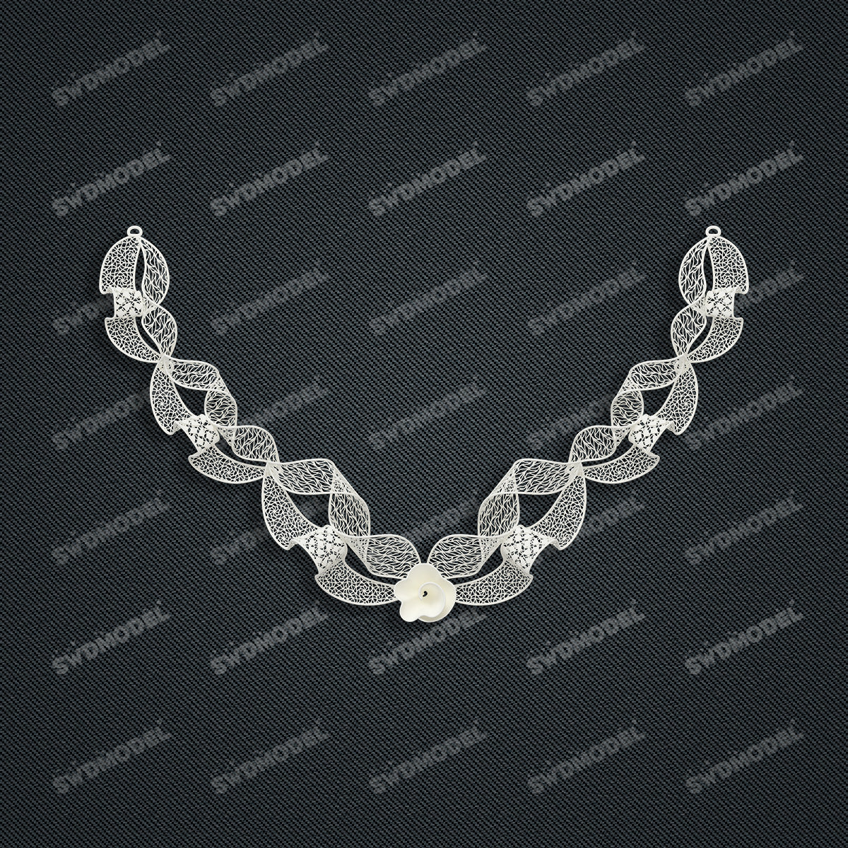 Jewelry set Filigree Necklace White Wax Casting Resin 3D Printing Service  FST-04-N