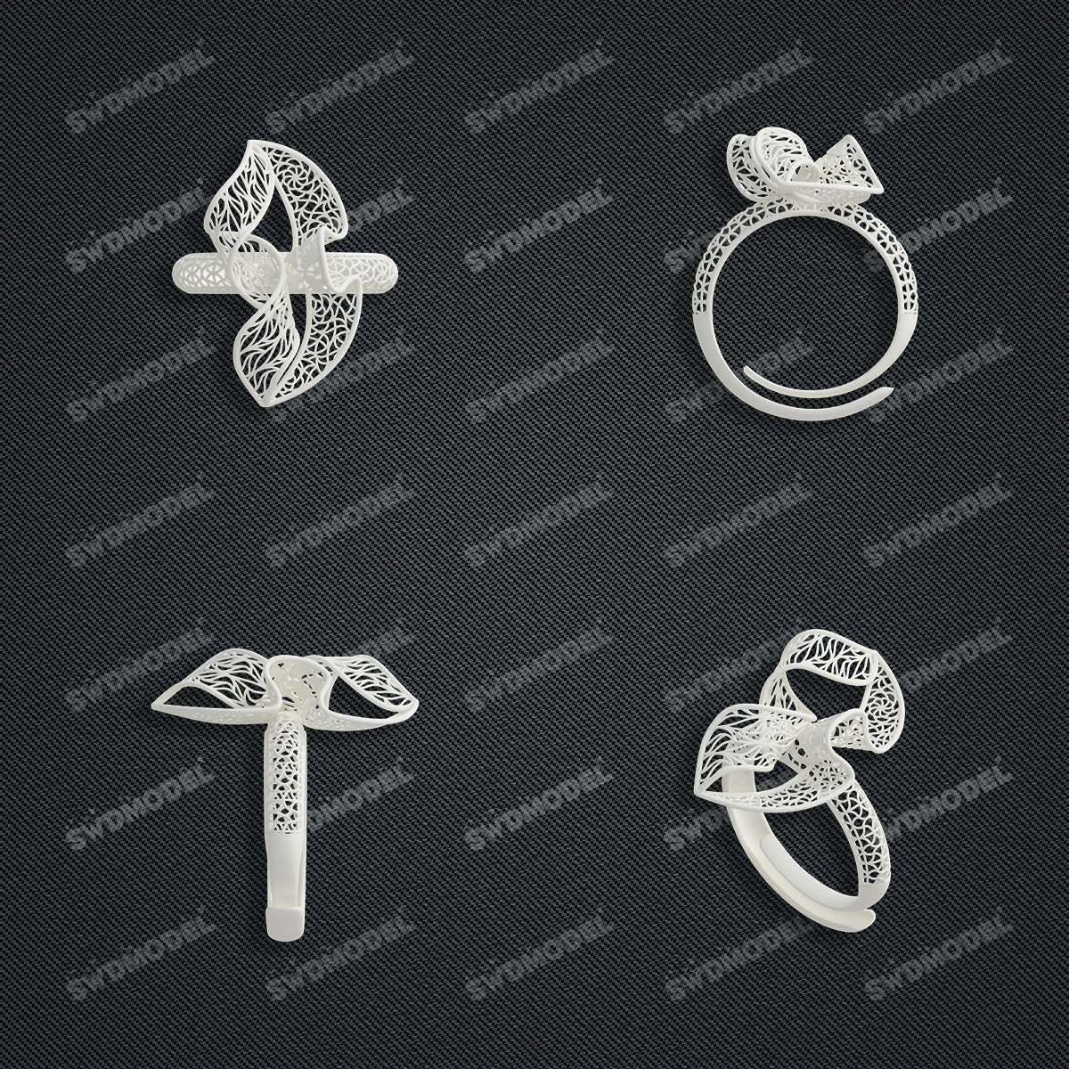 Jewelry set Filigree Ring White Wax Casting Resin 3D Printing Service  FST-04-R