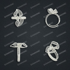 Jewelry set Filigree Ring White Wax Casting Resin 3D Printing Service  FST-04-R