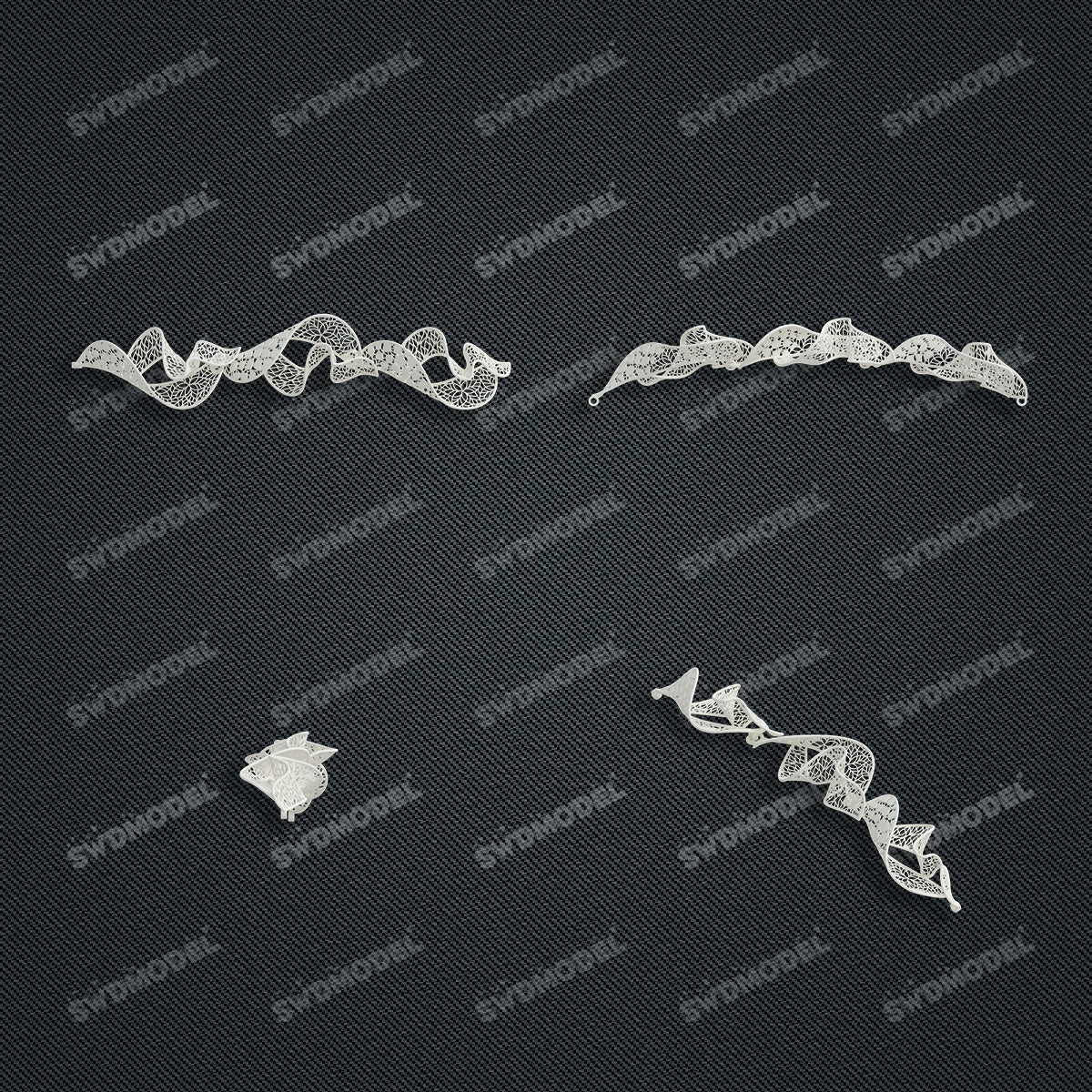 Jewelry set Filigree Bracelet White Wax Casting Resin 3D Printing Service   FST-05-B