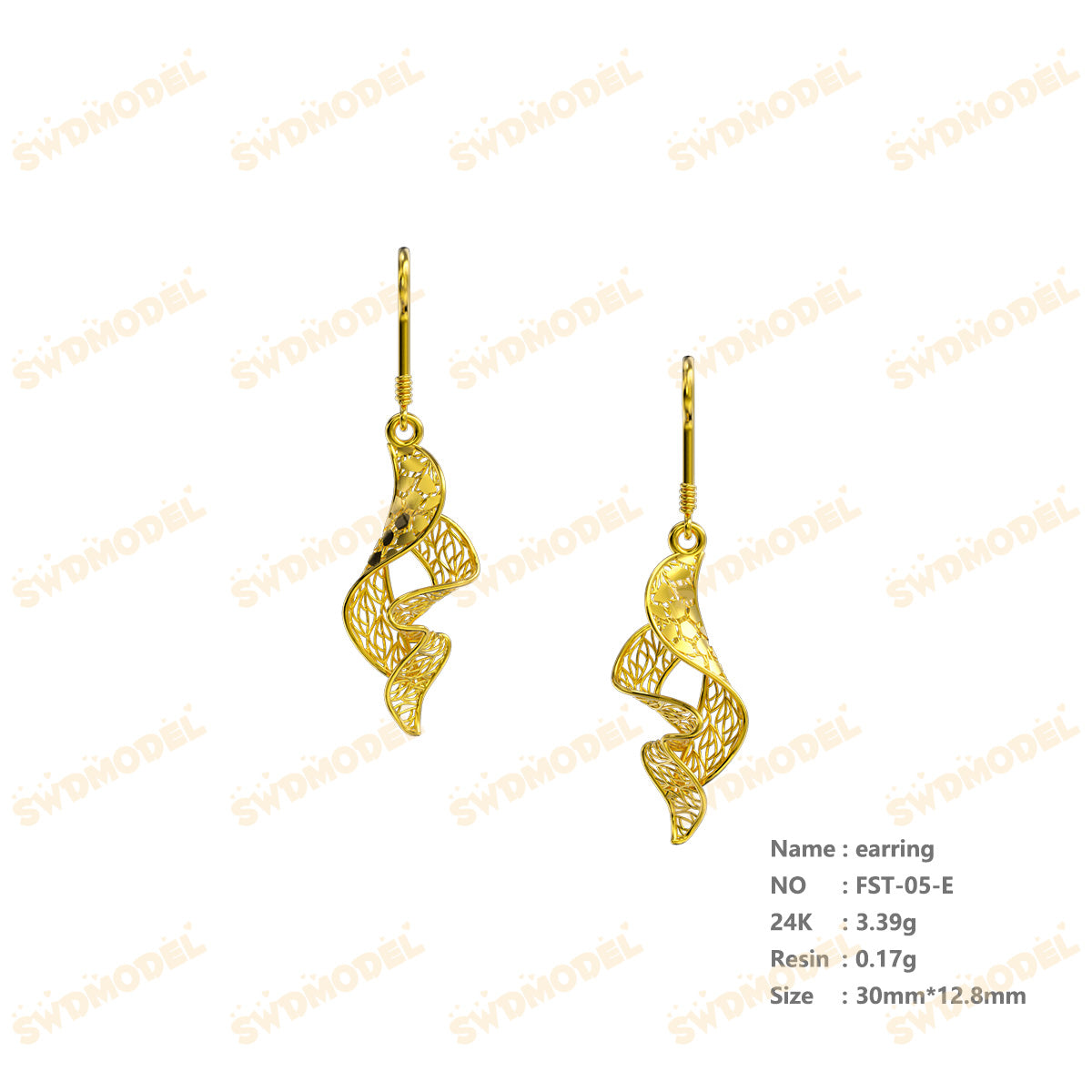 Jewelry set Filigree Earrings White Wax Casting Resin 3D Printing Service  FST-05-E