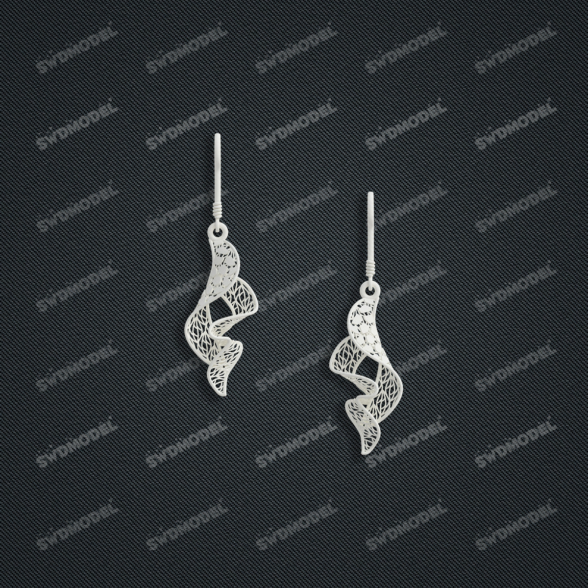 Jewelry set Filigree Earrings White Wax Casting Resin 3D Printing Service  FST-05-E