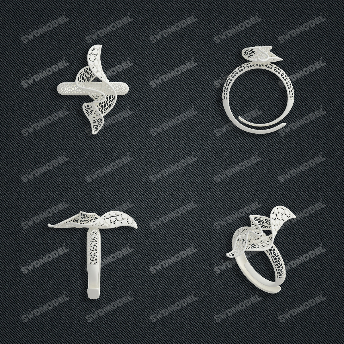 Jewelry set Filigree Ring White Wax Casting Resin 3D Printing Service  FST-05-R