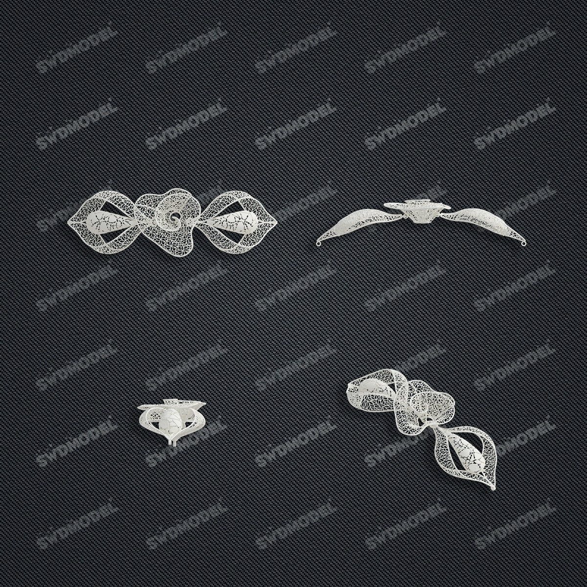 Jewelry set Filigree Bracelet White Wax Casting Resin 3D Printing Service   FST-06-B