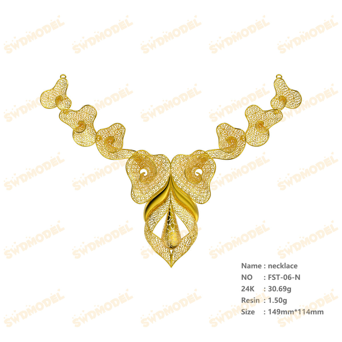 Jewelry set  Filigree Set   White Wax Casting Resin 3D Printing Service  FST-06