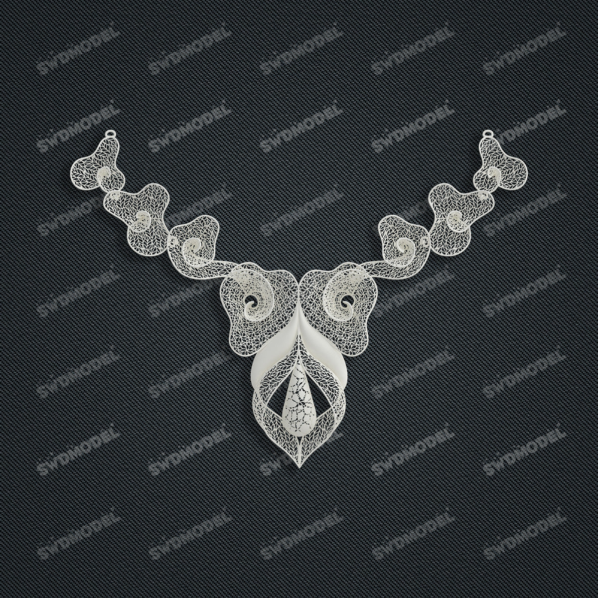 Jewelry set Filigree Necklace White Wax Casting Resin 3D Printing Service  FST-06-N