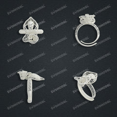 Jewelry set Filigree Ring White Wax Casting Resin 3D Printing Service  FST-06-R