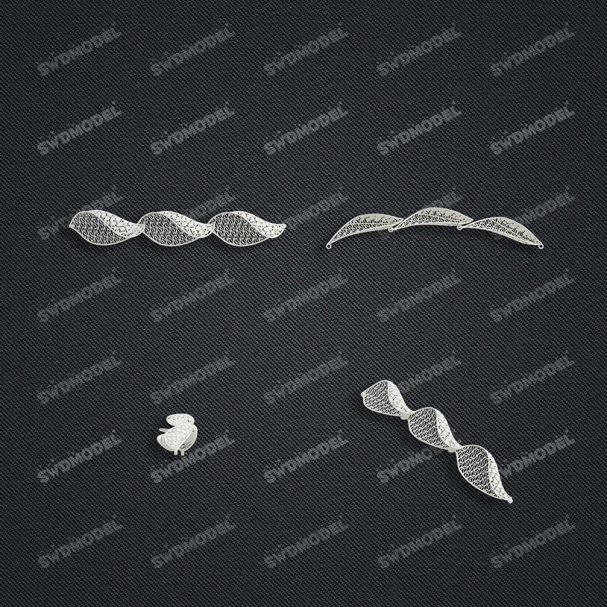 Jewelry set Filigree Bracelet White Wax Casting Resin 3D Printing Service   FST-07-B