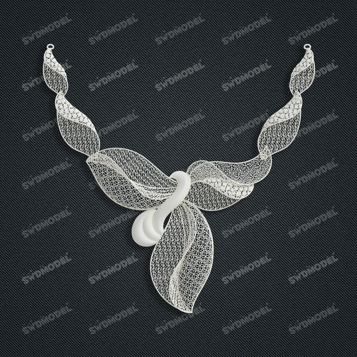 Jewelry set Filigree Necklace White Wax Casting Resin 3D Printing Service  FST-07-N