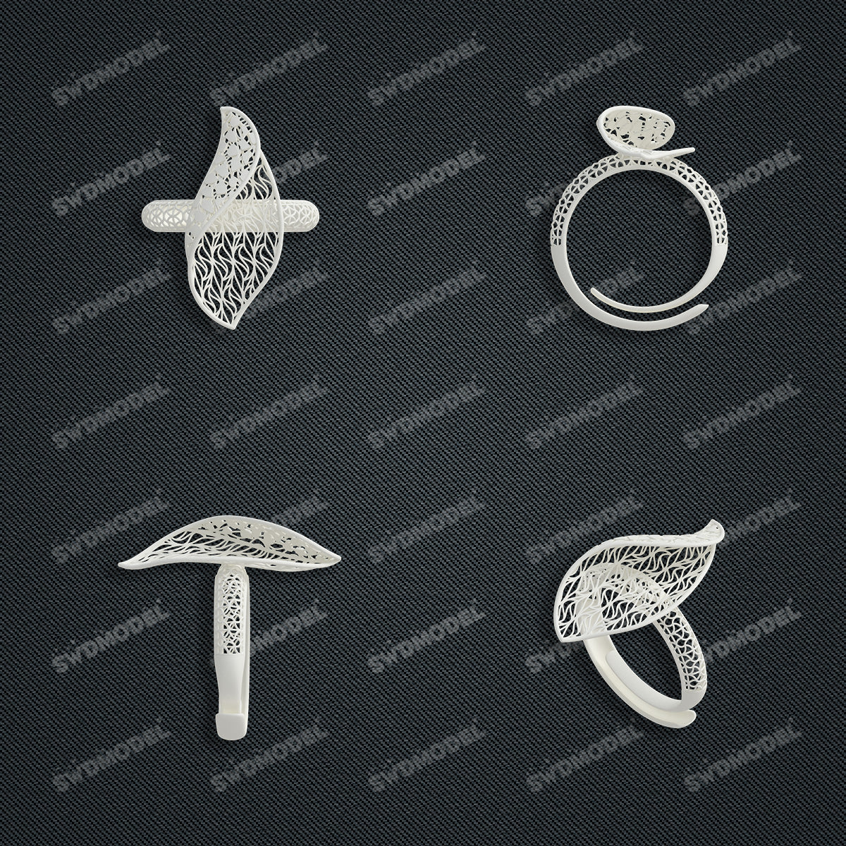 Jewelry set Filigree Ring White Wax Casting Resin 3D Printing Service  FST-07-R