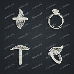 Jewelry set Filigree Ring White Wax Casting Resin 3D Printing Service  FST-07-R