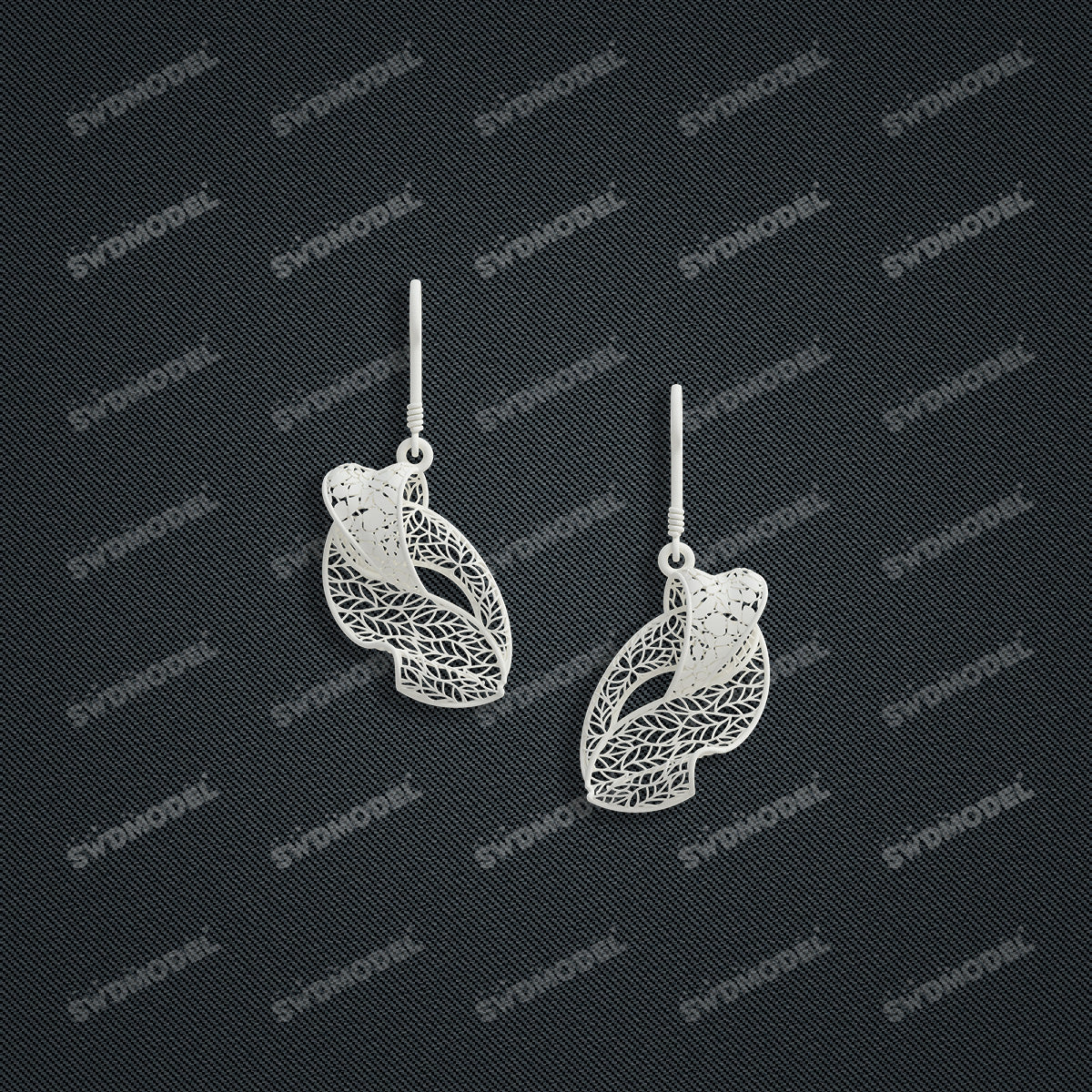 Jewelry set Filigree Earrings White Wax Casting Resin 3D Printing Service  FST-08-E