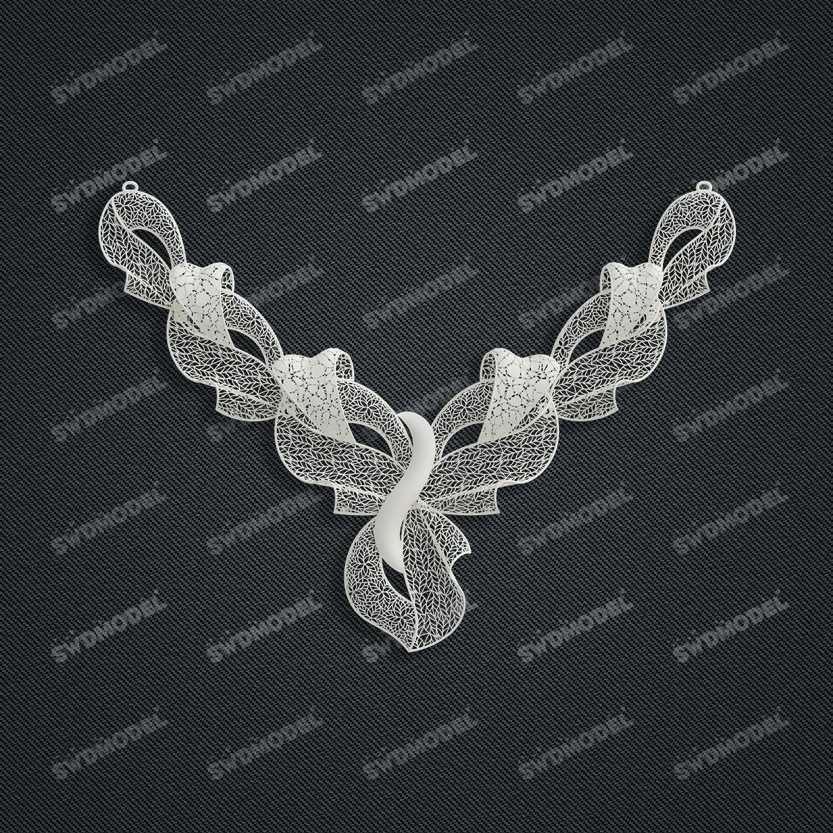 Jewelry set Filigree Necklace White Wax Casting Resin 3D Printing Service  FST-08-N