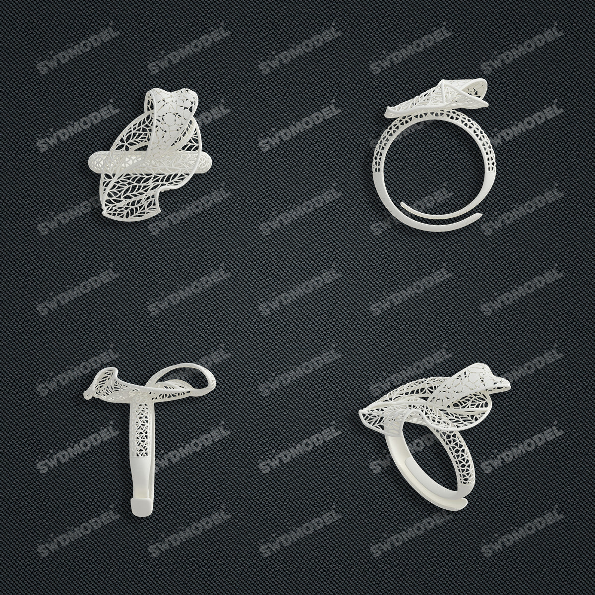 Jewelry set Filigree Ring White Wax Casting Resin 3D Printing Service  FST-08-R