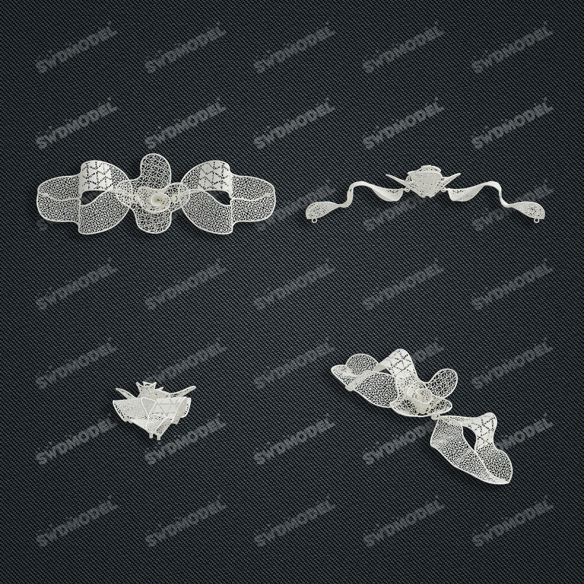Jewelry set Filigree Bracelet White Wax Casting Resin 3D Printing Service   FST-09-B