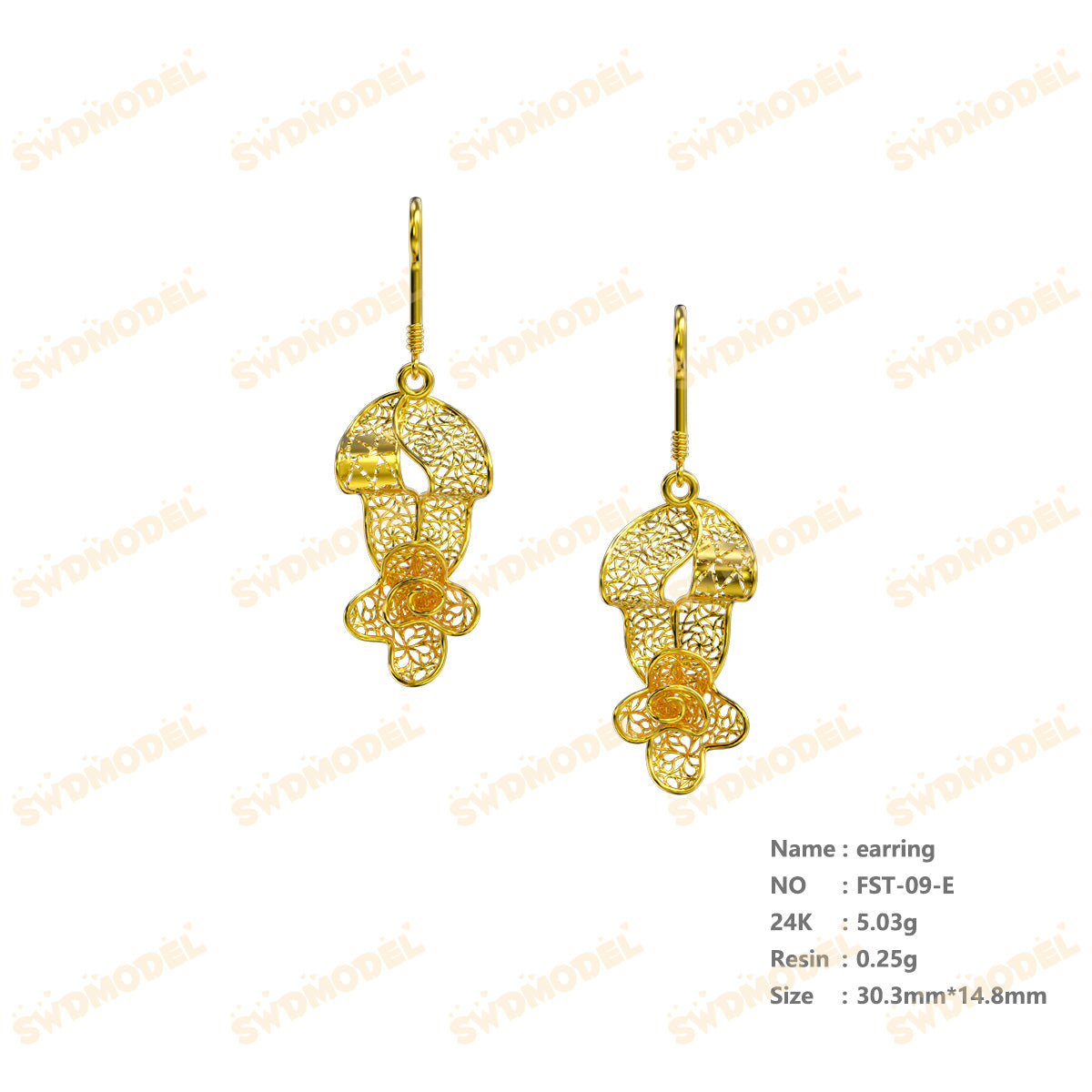 Jewelry set Filigree Bracelet White Wax Casting Resin 3D Printing Service   FST-09-E