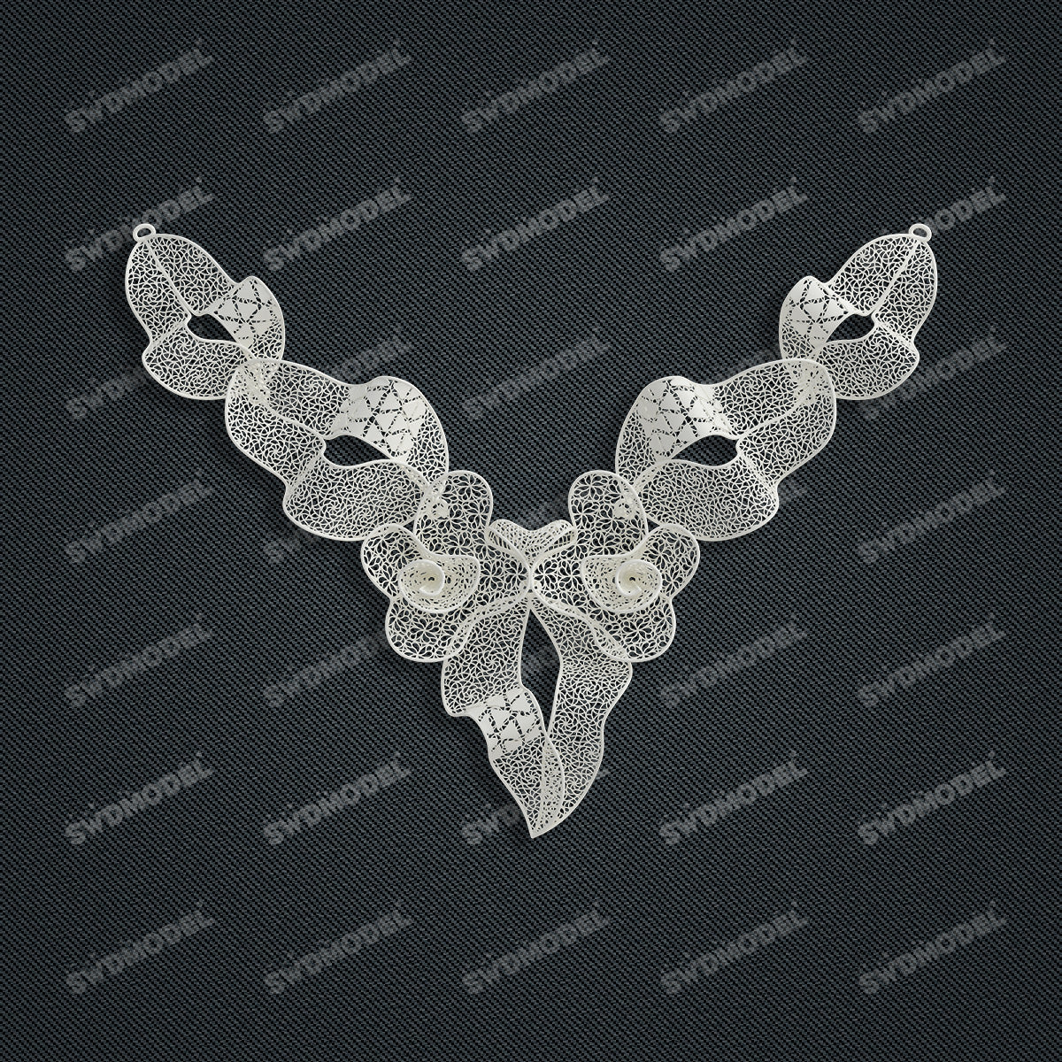 Jewelry set Filigree Necklace White Wax Casting Resin 3D Printing Service  FST-09-N