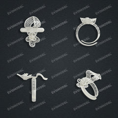 Jewelry set Filigree Ring White Wax Casting Resin 3D Printing Service  FST-09-R