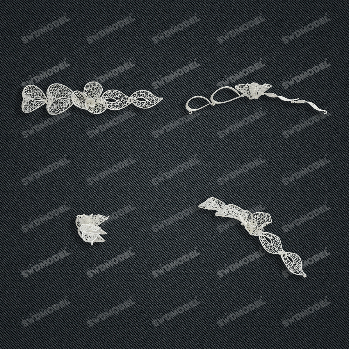 Jewelry set Filigree Bracelet White Wax Casting Resin 3D Printing Service   FST-10-B