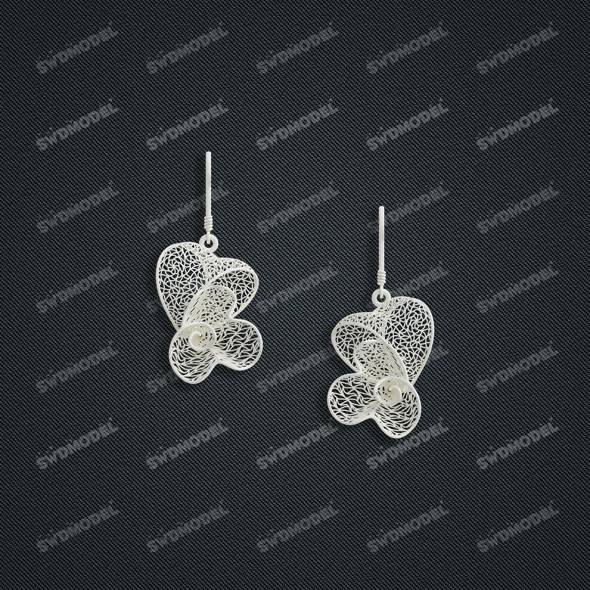 Jewelry set Filigree Earrings White Wax Casting Resin 3D Printing Service   FST-10-E