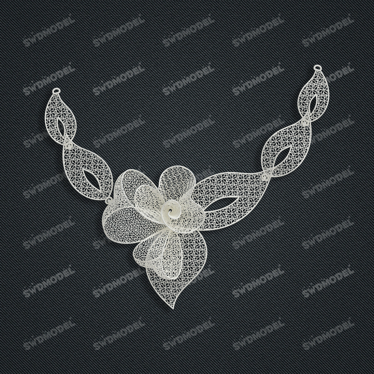 Jewelry set Filigree Necklace White Wax Casting Resin 3D Printing Service  FST-10-N
