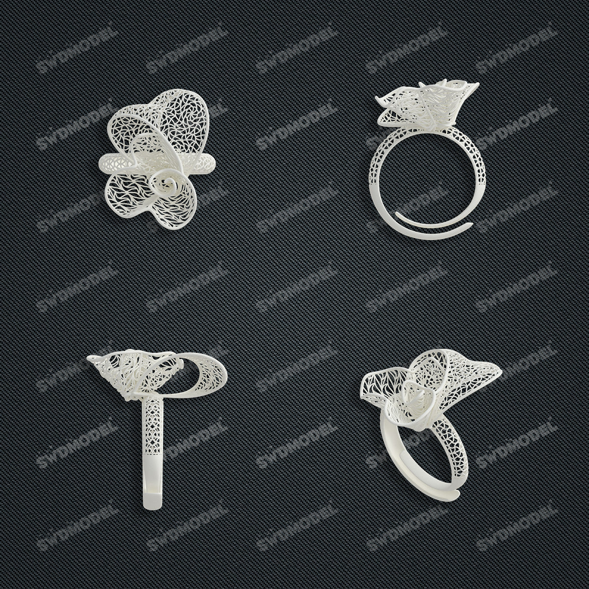 Jewelry set Filigree Ring White Wax Casting Resin 3D Printing Service  FST-10-R