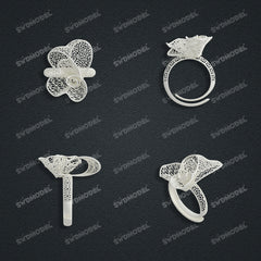 Jewelry set Filigree Ring White Wax Casting Resin 3D Printing Service  FST-10-R