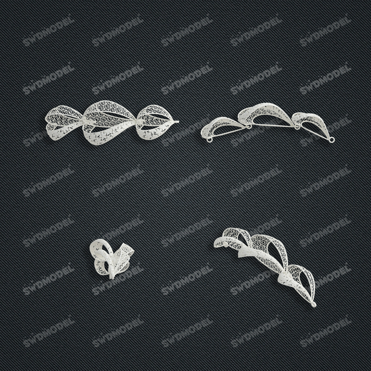 Jewelry set Filigree Bracelet White Wax Casting Resin 3D Printing Service   FST-11-B