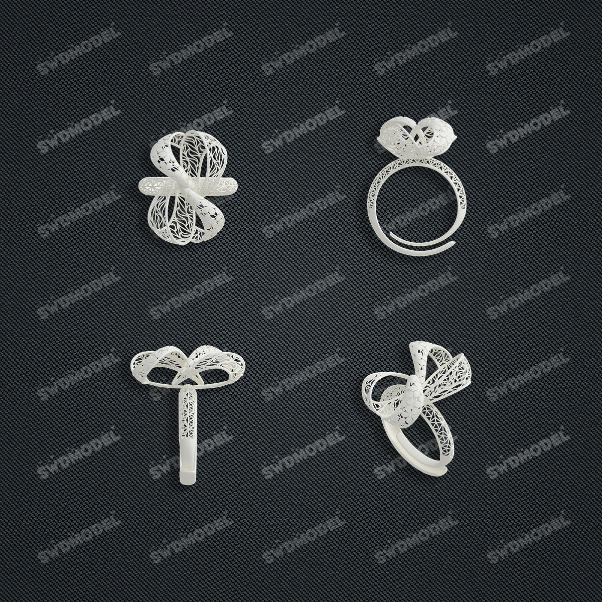 Jewelry set Filigree Ring White Wax Casting Resin 3D Printing Service  FST-11-R