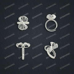 Jewelry set Filigree Ring White Wax Casting Resin 3D Printing Service  FST-11-R