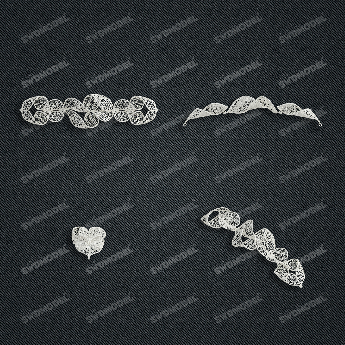 Jewelry set Filigree Bracelet White Wax Casting Resin 3D Printing Service   FST-12-B