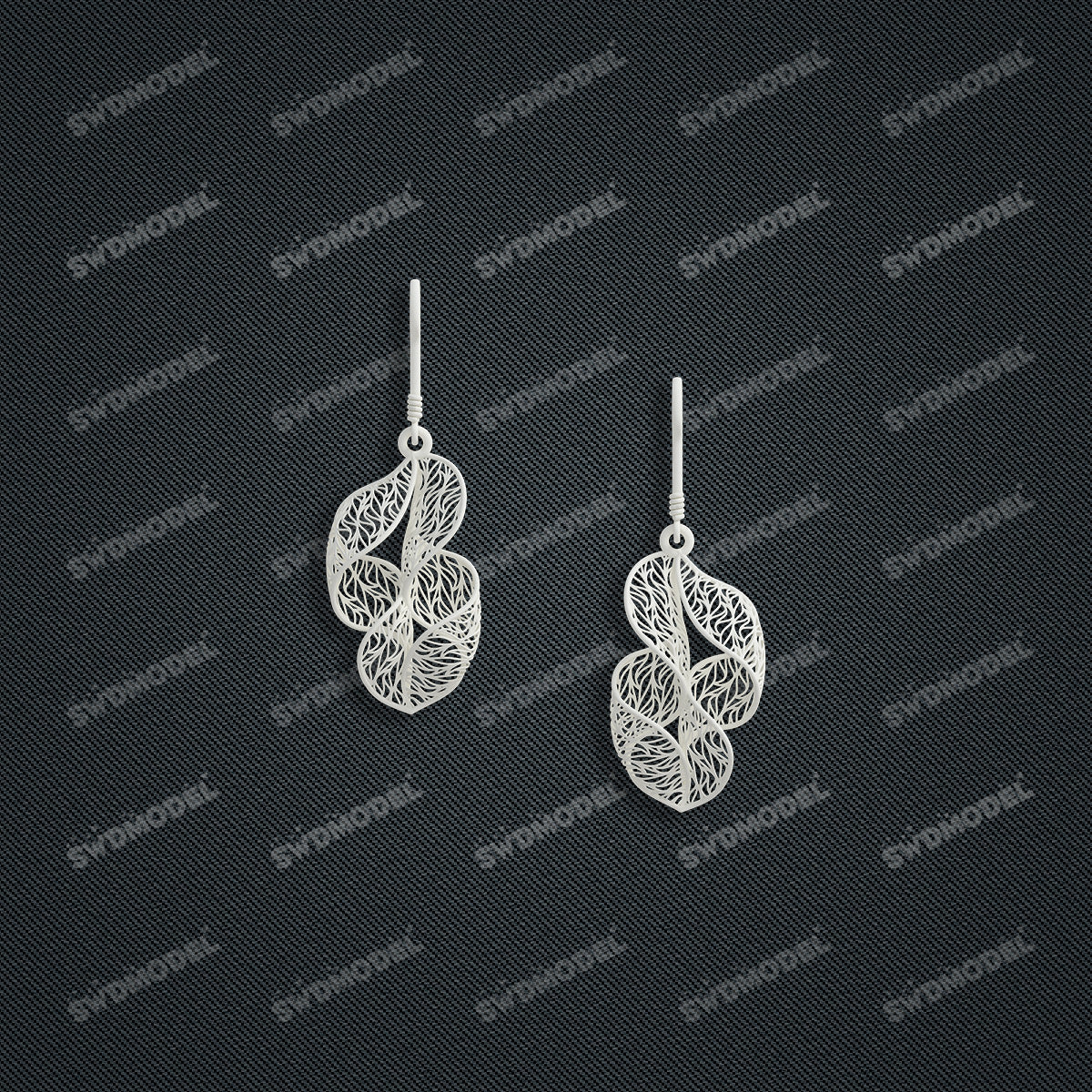 Jewelry set Filigree Earrings White Wax Casting Resin 3D Printing Service   FST-12-E