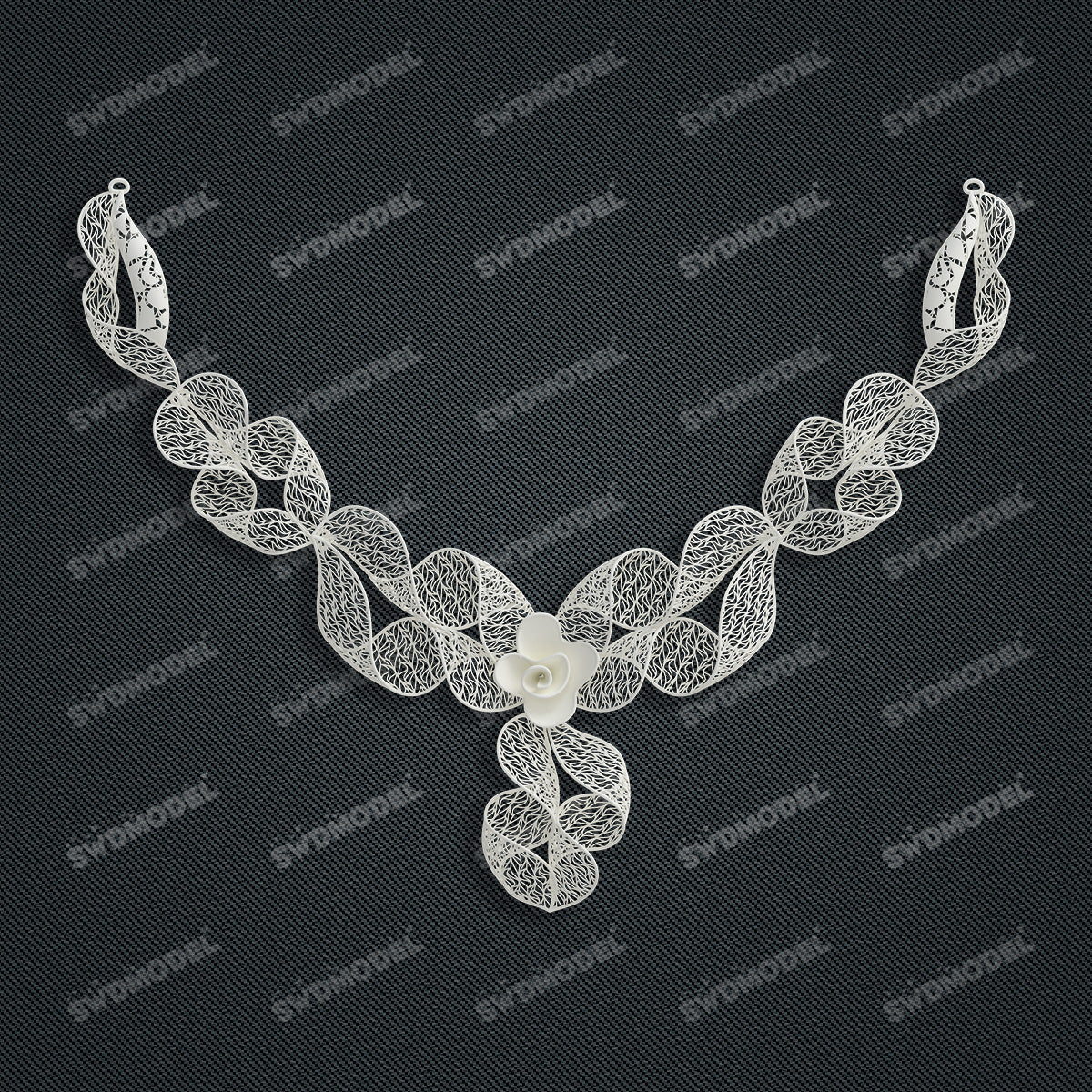 Jewelry set Filigree Necklace White Wax Casting Resin 3D Printing Service  FST-12-N