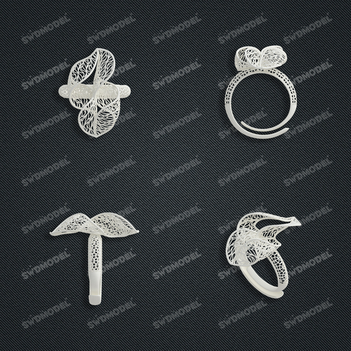 Jewelry set Filigree Ring White Wax Casting Resin 3D Printing Service  FST-12-R