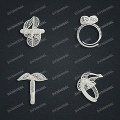 Jewelry set Filigree Ring White Wax Casting Resin 3D Printing Service  FST-12-R