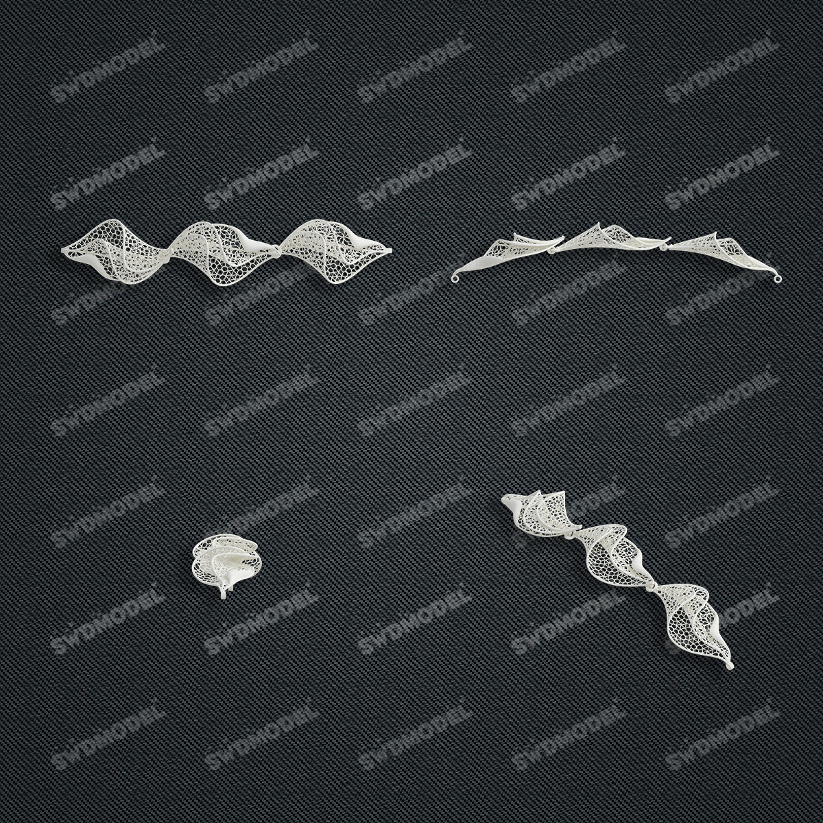 Jewelry set Filigree Bracelet White Wax Casting Resin 3D Printing Service   FST-13-B
