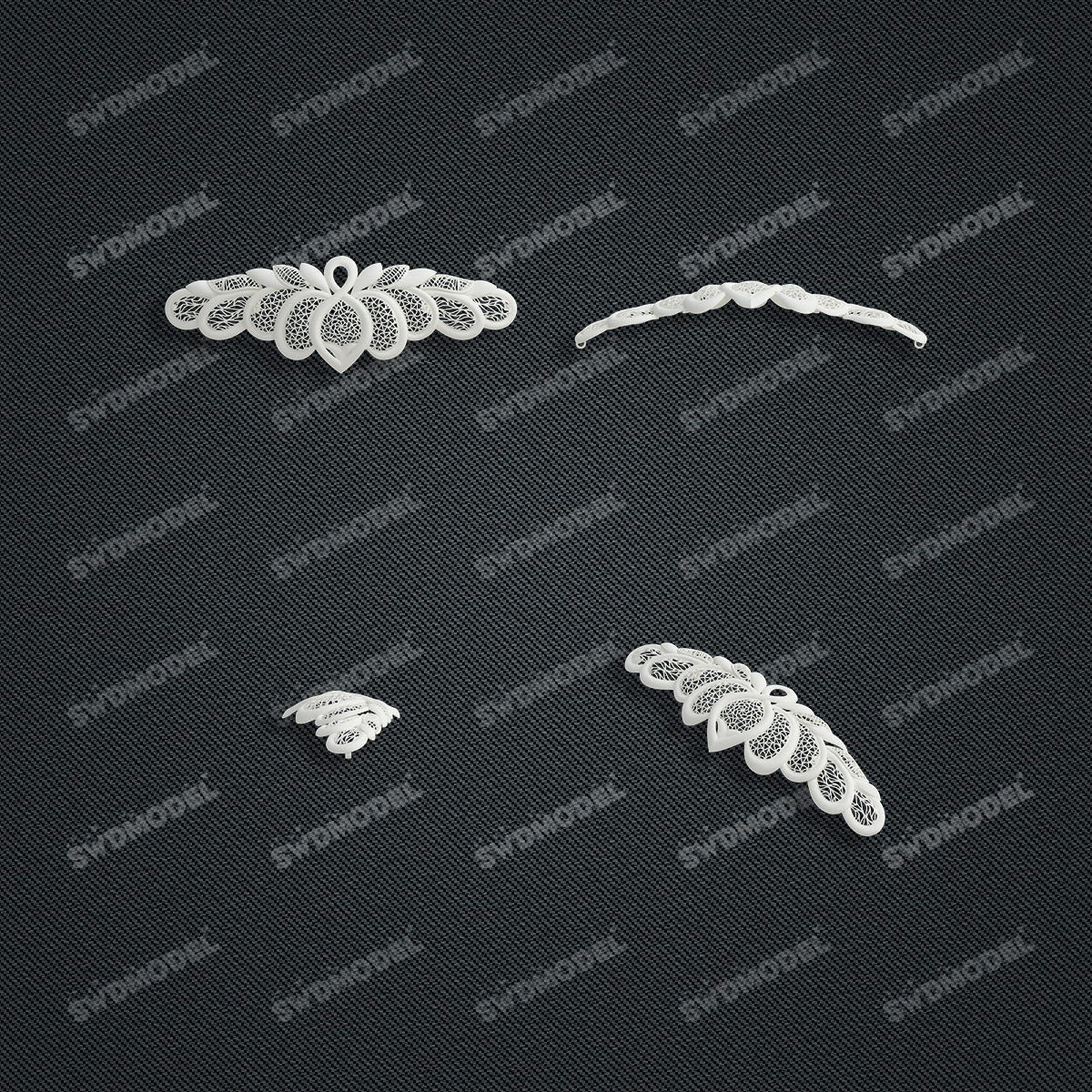 Jewelry set Filigree Bracelet White Wax Casting Resin 3D Printing Service   FST-14-B