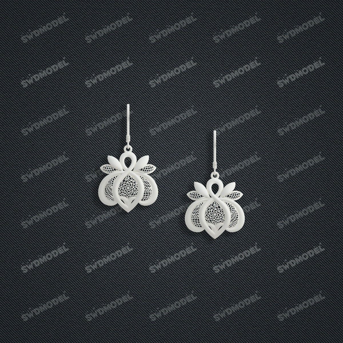 Jewelry set Filigree Earrings White Wax Casting Resin 3D Printing Service   FST-14-E
