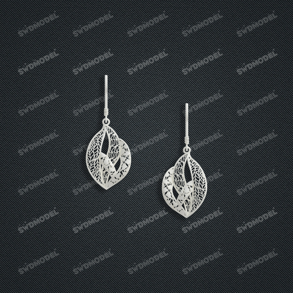Jewelry set Filigree Earrings White Wax Casting Resin 3D Printing Service   FST-15-E