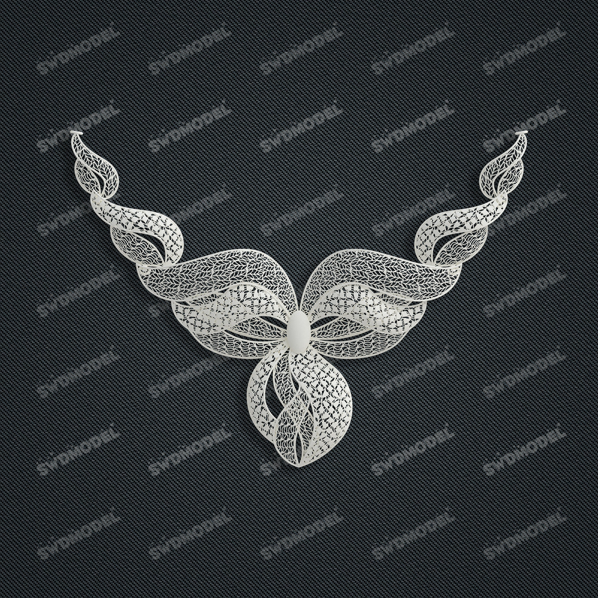 Jewelry set Filigree Necklace White Wax Casting Resin 3D Printing Service  FST-15-N