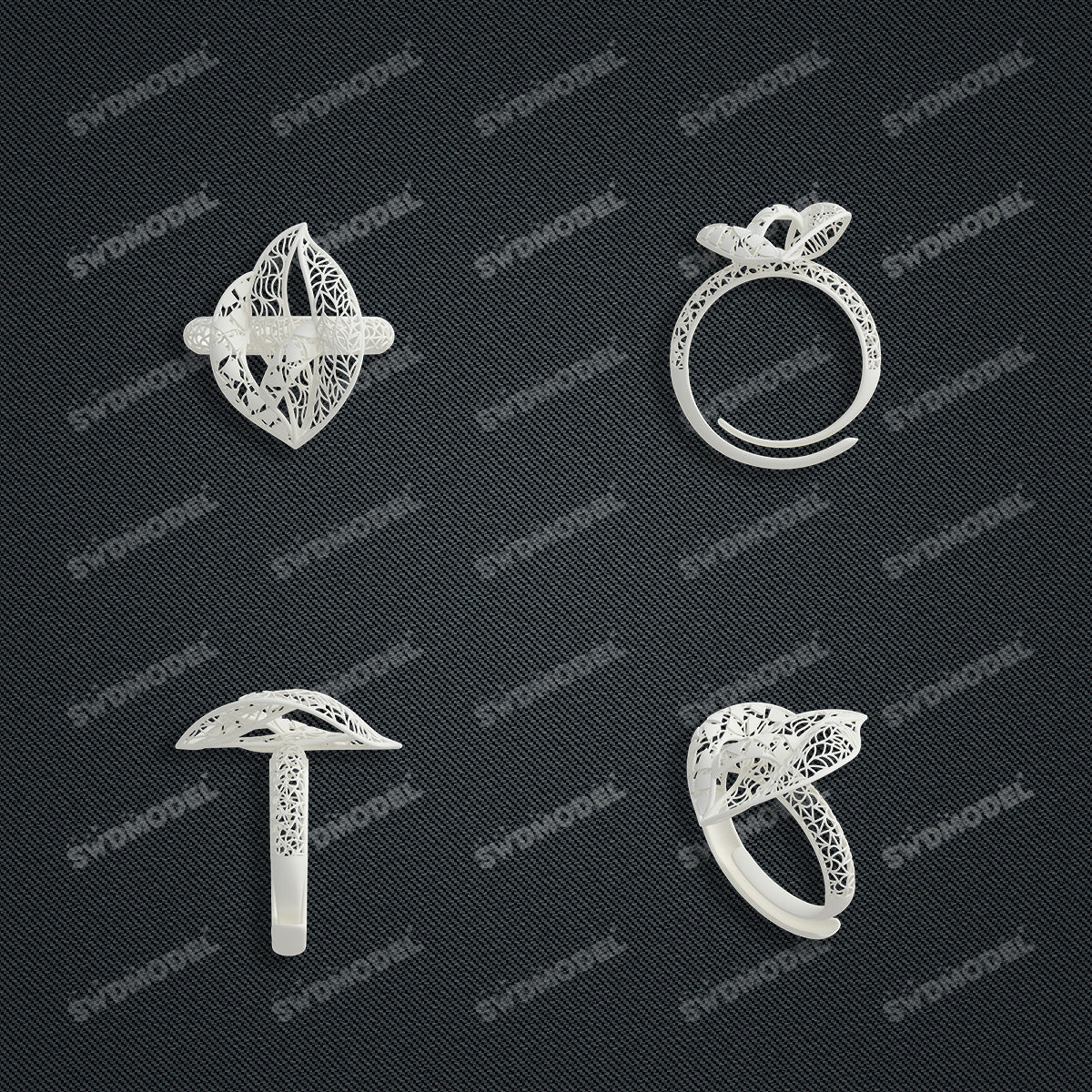 Jewelry set Filigree Ring White Wax Casting Resin 3D Printing Service  FST-15-R