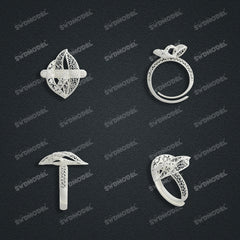Jewelry set Filigree Ring White Wax Casting Resin 3D Printing Service  FST-15-R