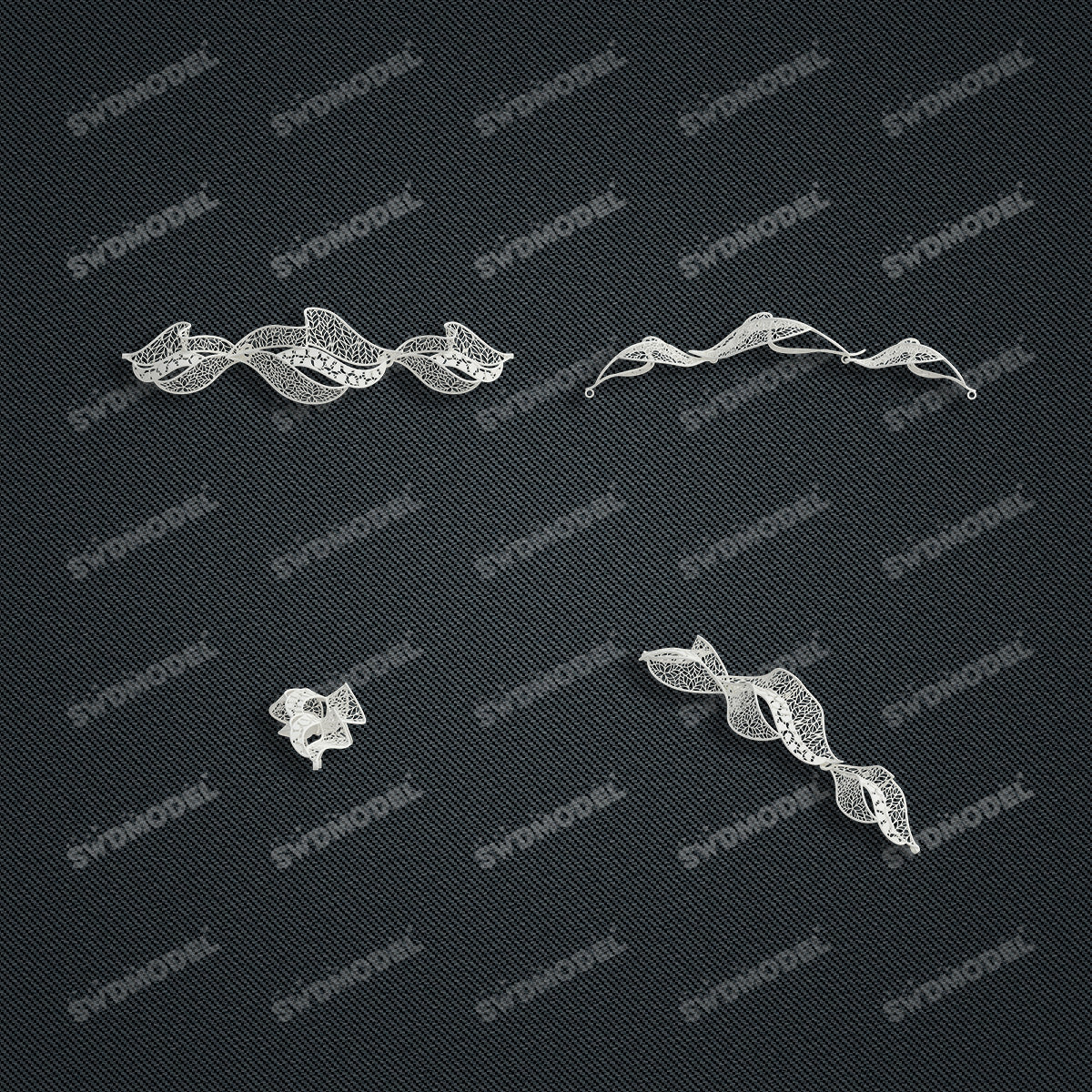 Jewelry set Filigree Bracelet White Wax Casting Resin 3D Printing Service   FST-16-B