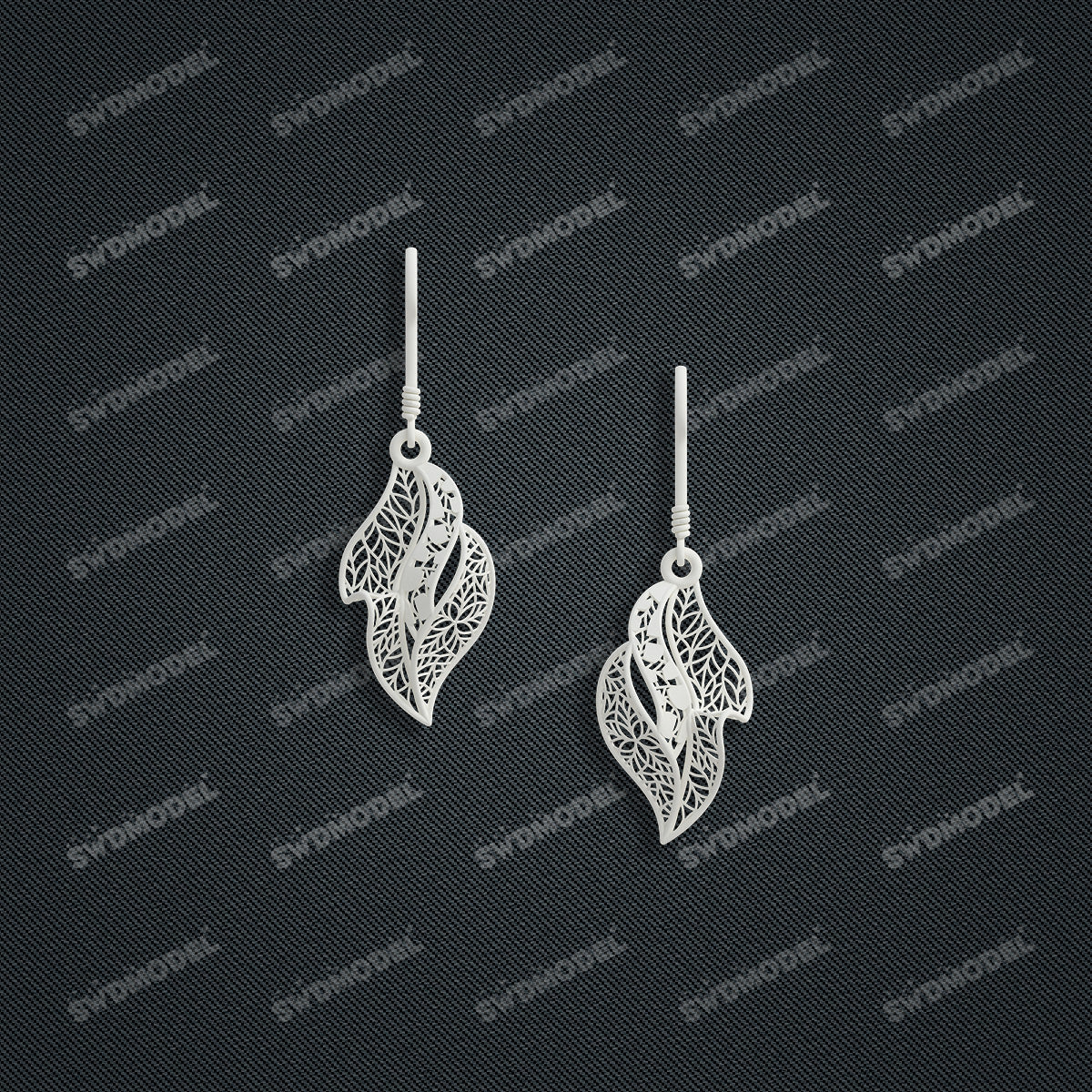Jewelry set Filigree Earrings White Wax Casting Resin 3D Printing Service   FST-16-E