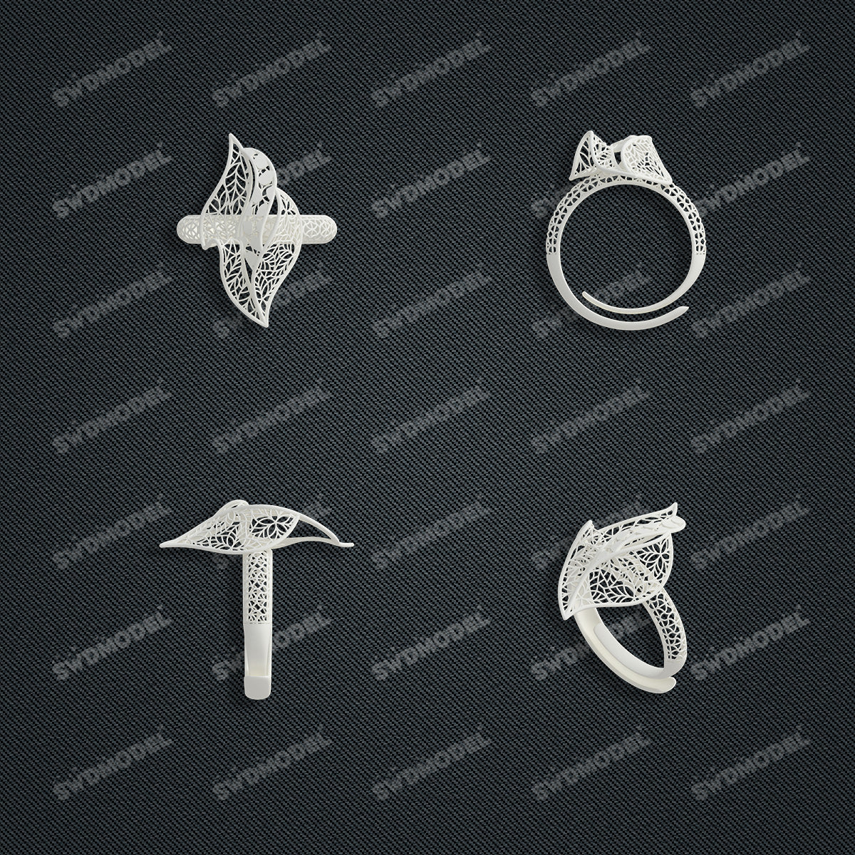 Jewelry set Filigree Ring White Wax Casting Resin 3D Printing Service  FST-16-R